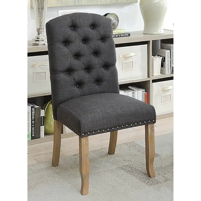 Chaises de salle à manger Cordova Farmhouse en tissu capitonné (ensemble de 2) par Furniture of America