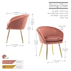 Chaises de salle à manger Porthos Home Lakia, revêtement en velours, pieds en métal doré