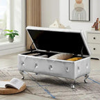 Luxury Storage Ottoman Bench, PU Upholstered Flip Top Ottoman