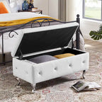 Banc ottoman de rangement de luxe, ottoman à couvercle rabattable recouvert de PU