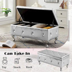 Banc ottoman de rangement de luxe, ottoman à couvercle rabattable recouvert de PU