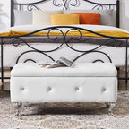 Banc ottoman de rangement de luxe, ottoman à couvercle rabattable recouvert de PU