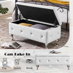 Banc ottoman de rangement de luxe, ottoman à couvercle rabattable recouvert de PU