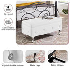 Banc ottoman de rangement de luxe, ottoman à couvercle rabattable recouvert de PU