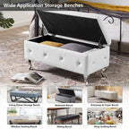 Banc ottoman de rangement de luxe, ottoman à couvercle rabattable recouvert de PU