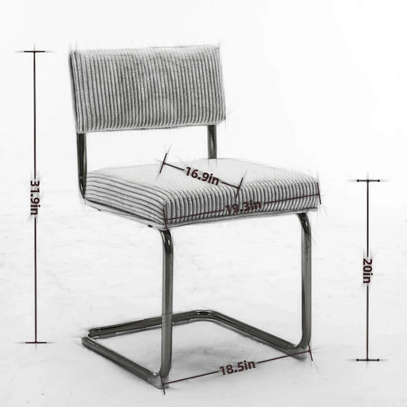 Chaises de salle à manger modernes avec piètement en métal doré, chaises de cuisine d'appoint sans accoudoirs avec capitonnage à canaux, lot de 2