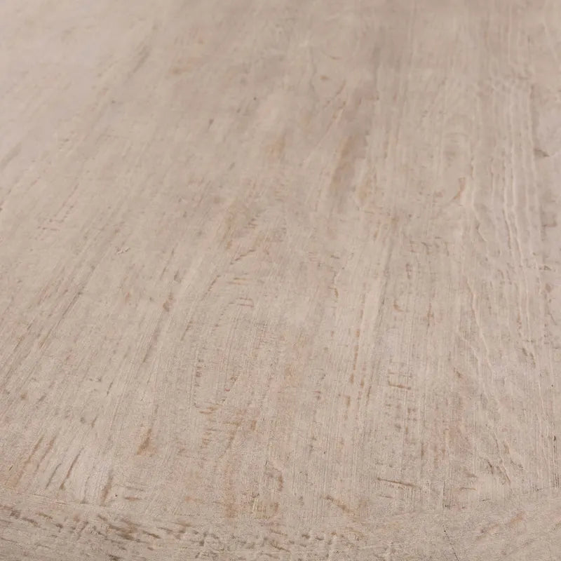 Table de salle à manger moderne ronde Sophia 72 en pin recyclé avec pied central sphérique