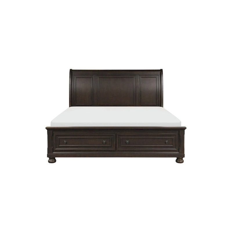 Ensemble de chambre à coucher moderne Brandie 6 pièces gris-brun avec plateforme et rangement