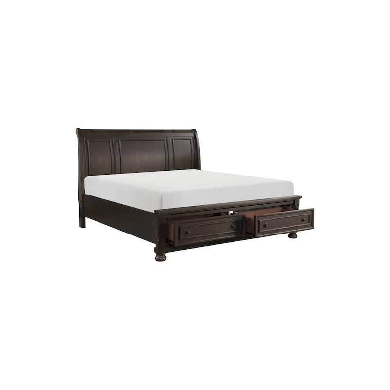 Ensemble de chambre à coucher moderne Brandie 6 pièces gris-brun avec plateforme et rangement