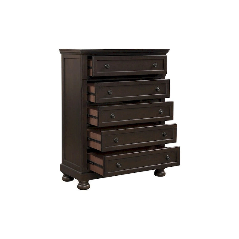 Ensemble de chambre à coucher moderne Brandie 6 pièces gris-brun avec plateforme et rangement