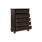 Ensemble de chambre à coucher moderne Brandie 6 pièces gris-brun avec plateforme et rangement