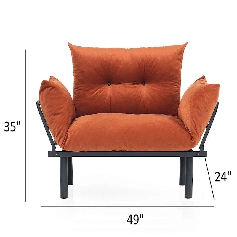 Canapé-lit futon Mojay, structure en métal, 2 places, revêtement en chenille pelucheuse