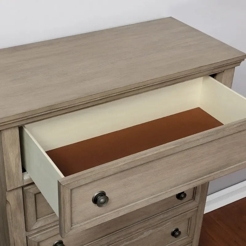 Ensemble lit traîneau et commode de rangement Nahkohe en bois gris transitionnel, 2 pièces, par Furniture of America