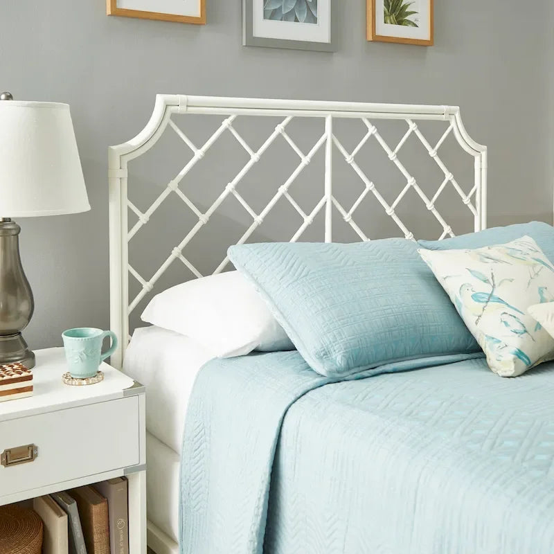 Lit Queen en métal blanc mosaïque géométrique Nelle par iNSPIRE Q Classic