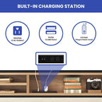 Cadre de lit plateforme avec tête de lit rembourrée et rangement Moasis