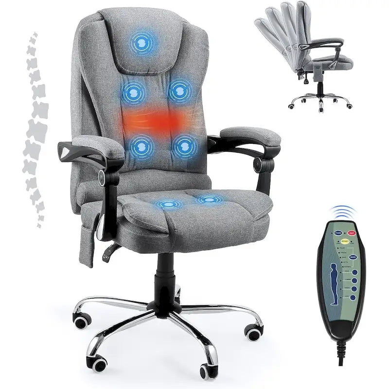 Chaise de bureau ergonomique AECOJOY avec fonctions de massage vibrant et chauffant à 7 points