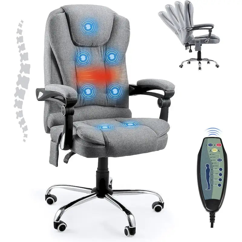Chaise de bureau ergonomique AECOJOY avec fonctions de massage vibrant et chauffant à 7 points