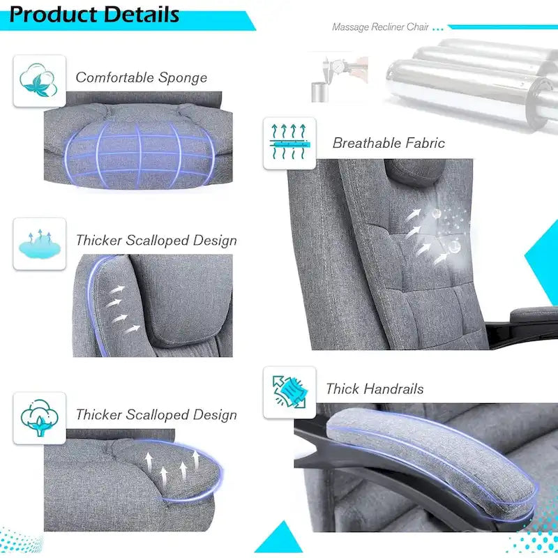 Chaise de bureau ergonomique AECOJOY avec fonctions de massage vibrant et chauffant à 7 points