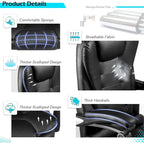 Chaise de bureau ergonomique AECOJOY avec fonctions de massage vibrant et chauffant à 7 points