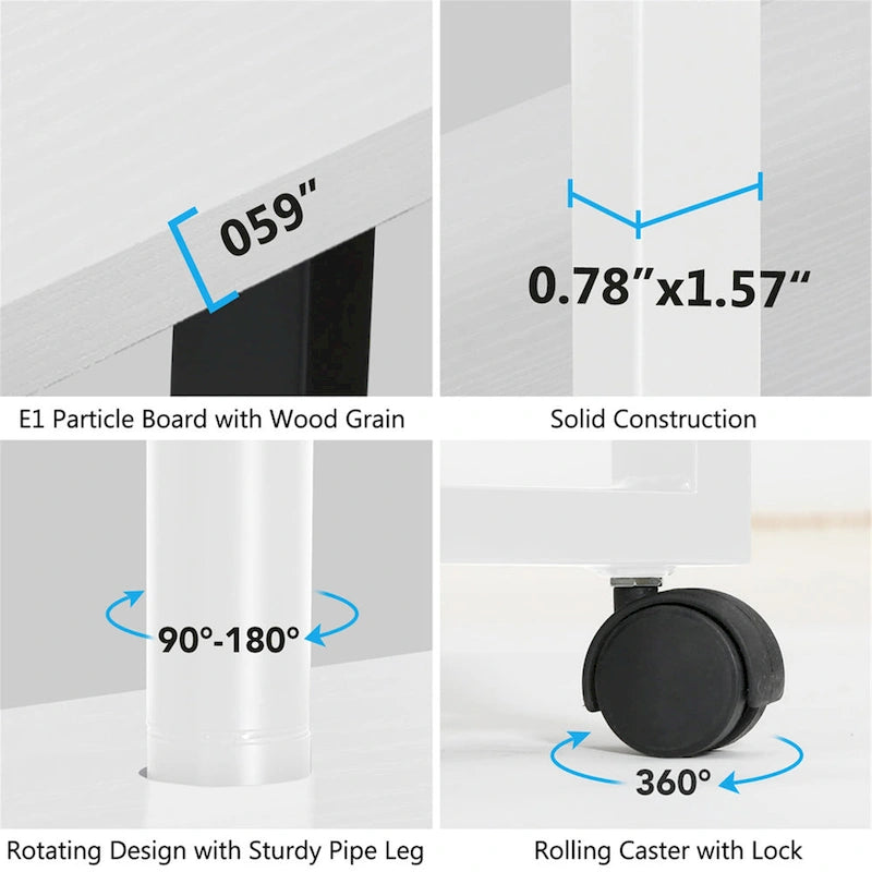 Bureau d'ordinateur pivotant en forme de L avec bibliothèque