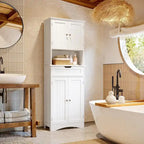 Armoire de cuisine autoportante blanche de 66,5 pouces de haut avec tiroirs coulissants en métal et système de fermeture à clapet