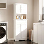 Armoire de cuisine autoportante blanche de 66,5 pouces de haut avec tiroirs coulissants en métal et système de fermeture à clapet