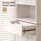 Armoire de cuisine autoportante blanche de 66,5 pouces de haut avec tiroirs coulissants en métal et système de fermeture à clapet