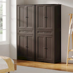 Armoire de cuisine autoportante blanche de 66,5 pouces de haut avec tiroirs coulissants en métal et système de fermeture à clapet