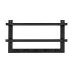 Étagère murale à 2 niveaux Danya B. avec 5 crochets de suspension - Entrée ou salle de bain