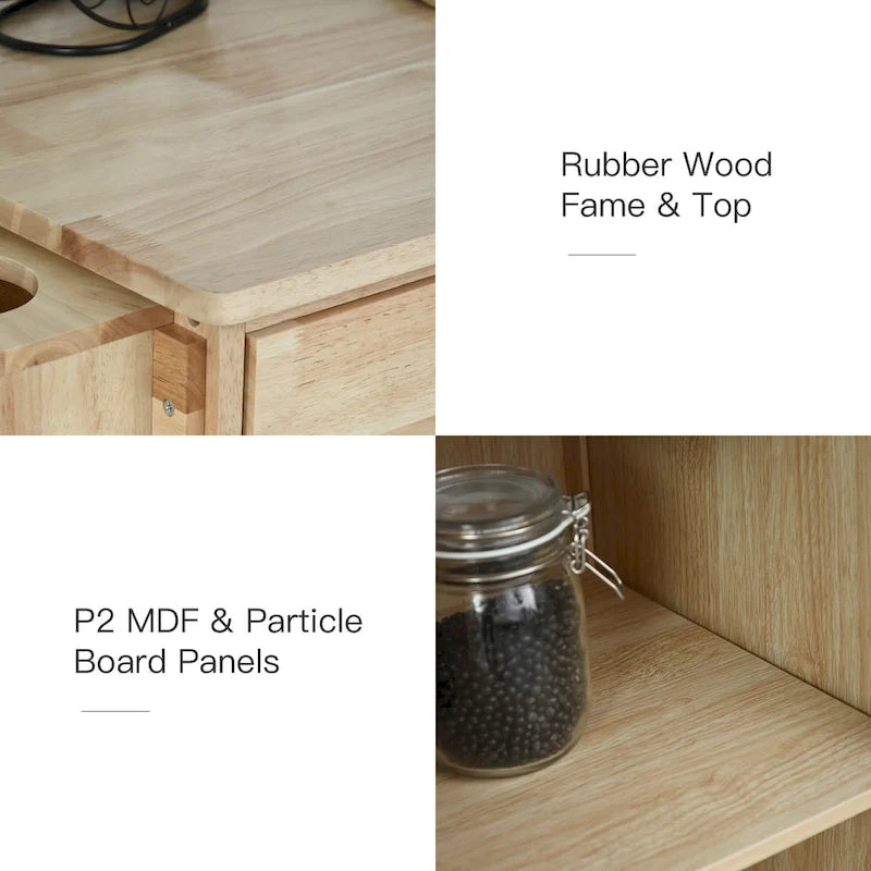 Chariot de cuisine roulant en bois HOMCOM avec tiroirs, placards et porte-serviettes pour salle à manger