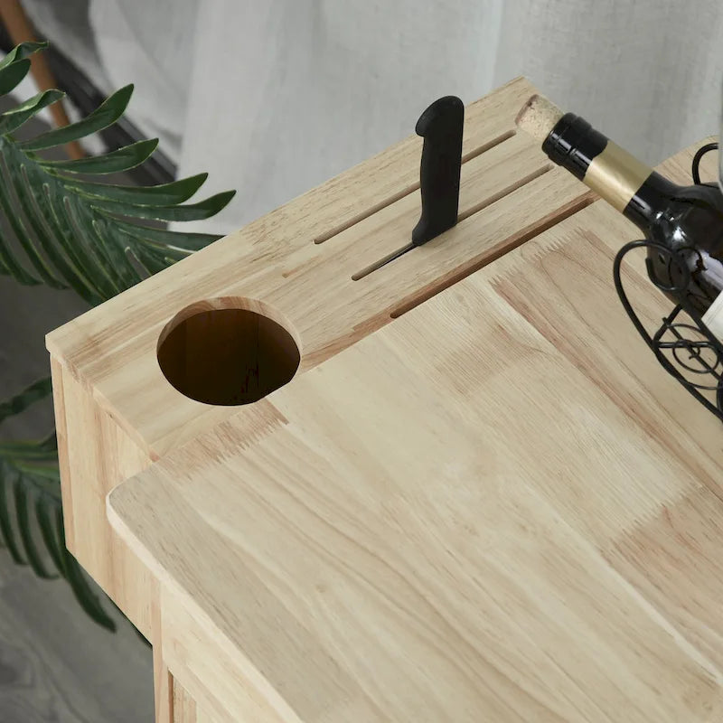 Chariot de cuisine roulant en bois HOMCOM avec tiroirs, placards et porte-serviettes pour salle à manger