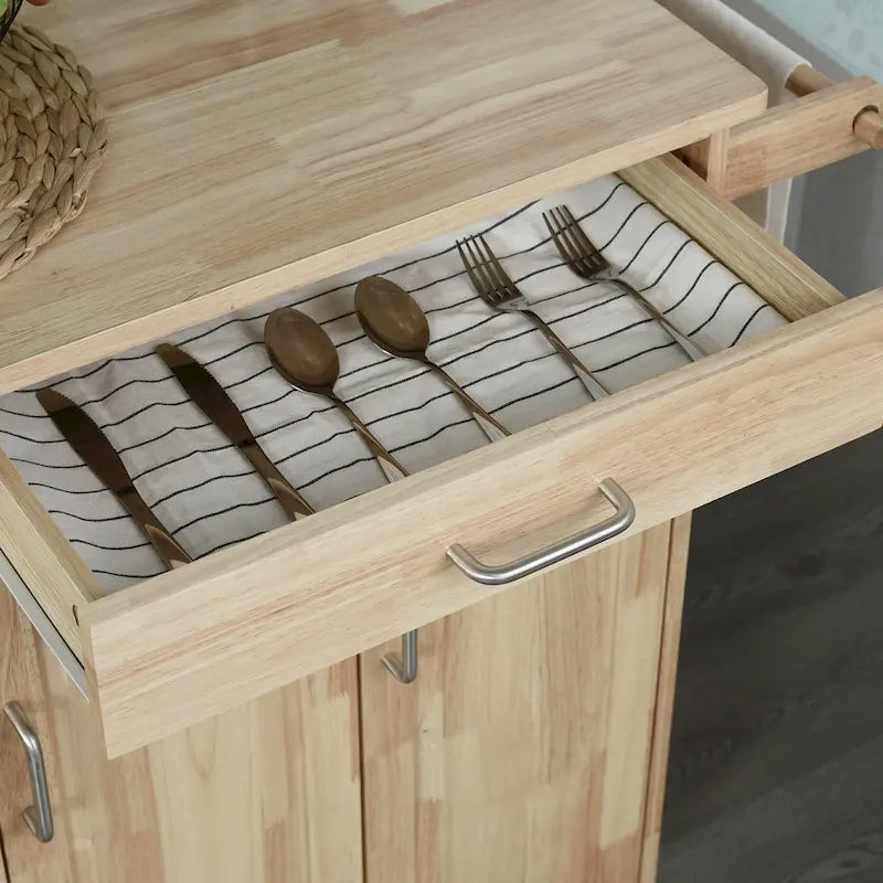 Chariot de cuisine roulant en bois HOMCOM avec tiroirs, placards et porte-serviettes pour salle à manger