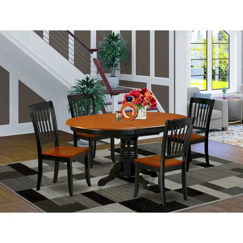 East West Furniture Dining Table Set- an Oval Kitchen Table and Kitchen Chairs, 42x60 Inch, Black & Cherry(Pieces Options)
