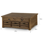 Table basse Stratton Rustic Warm Nutmeg avec plateau relevable et rangement, roulettes