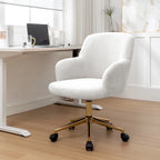 Porthos Home Tana Swivel Office Chair, Teddy Fabric, Gold Chrome Legs