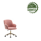 Fauteuil de bureau pivotant Porthos Home Tana, tissu Teddy, pieds chromés dorés