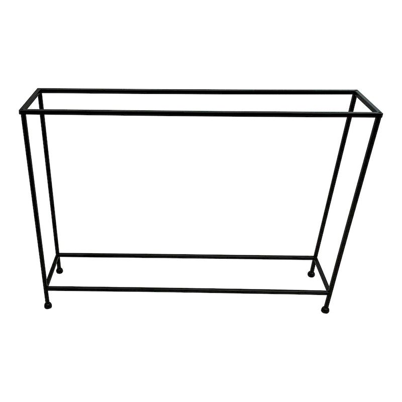 Table console Aurelia 122 cm, plateau en bronze antique martelé artisanalement, structure en fer noir de style industriel