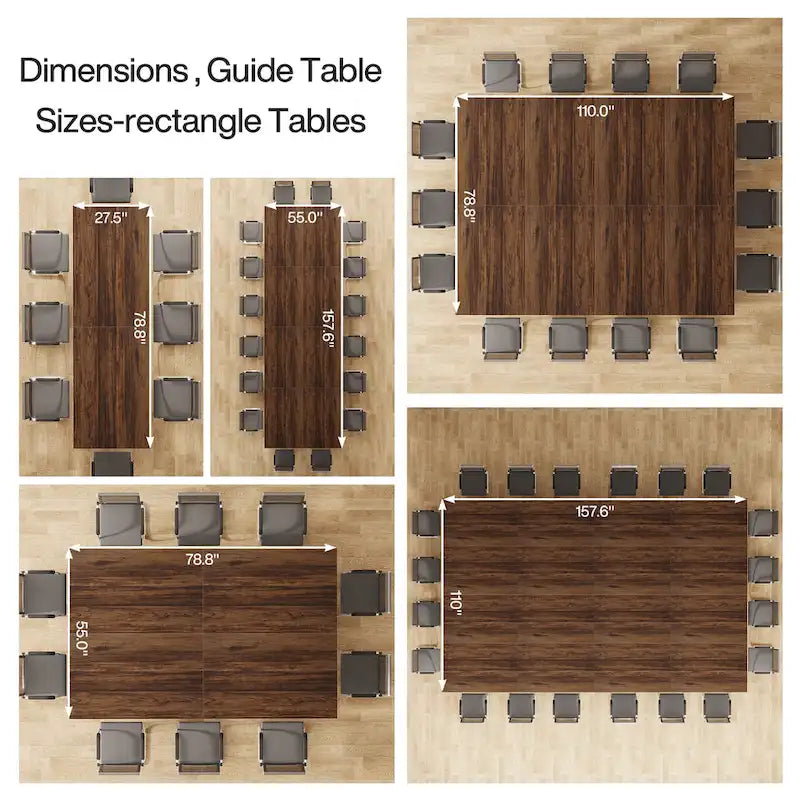 Table de conférence de 1,98 m (6,5 pi) pour 6 à 8 personnes, table de séminaire rectangulaire de 1,98 m (78 po) de long