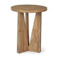 Table d'appoint ronde Mattius en bois massif brun clair