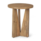 Table d'appoint ronde Mattius en bois massif brun clair