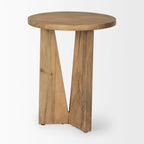 Table d'appoint ronde Mattius en bois massif brun clair