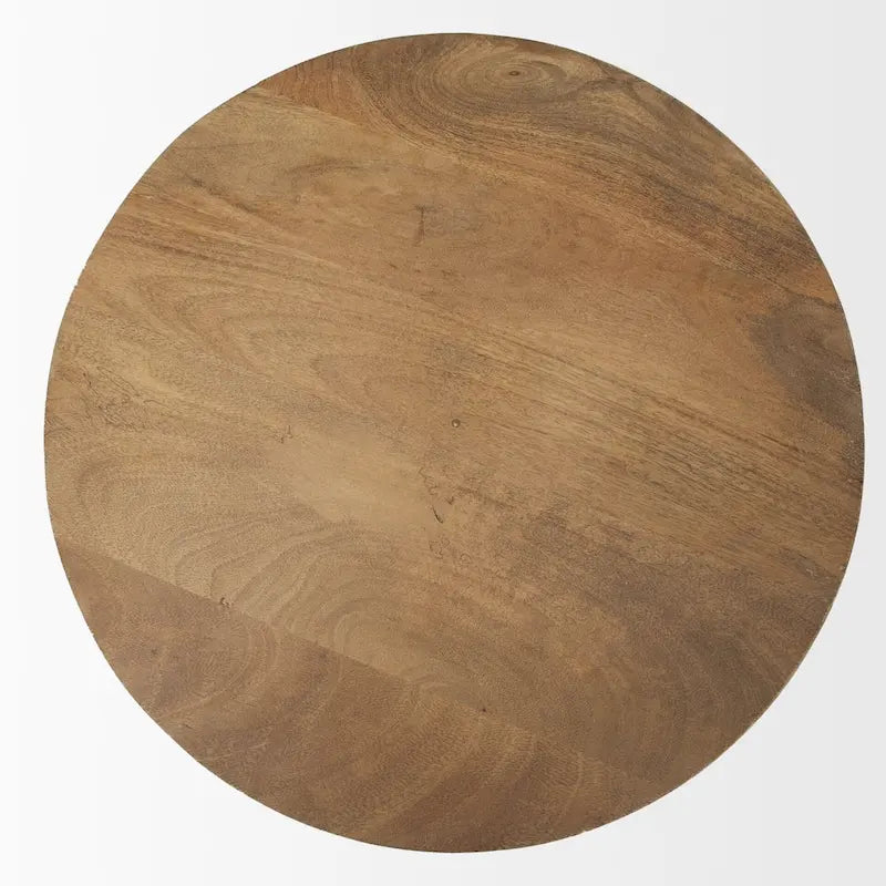 Table d'appoint ronde Mattius en bois massif brun clair