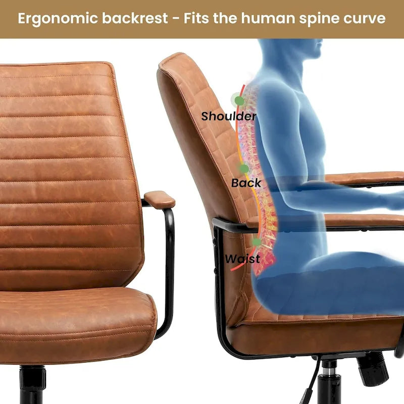 Chaise de bureau, chaise d'ordinateur, chaise de bureau à domicile de style milieu du siècle