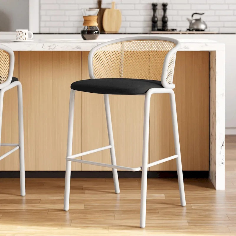 Tabouret de bar LeisureMod Ervilla avec structure en acier thermolaqué blanc, lot de 2 - 37