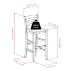 Table haute 5 pièces avec tabourets de bar à dossier échelle, noyer