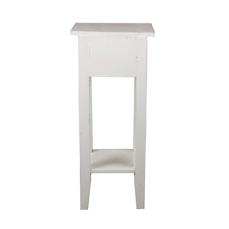 Table d'appoint étroite en bois massif vieilli - 65,4 cm - Blanc délavé