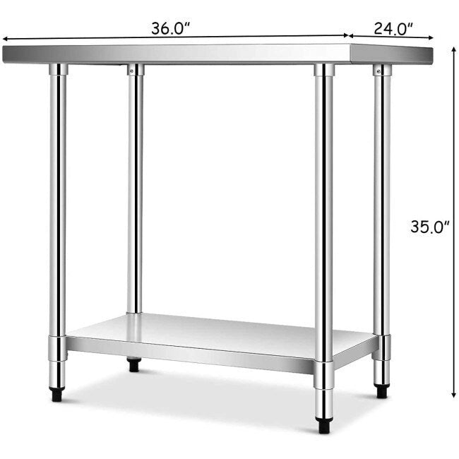 Table de travail professionnelle en acier inoxydable pour cuisine - 91,4 cm (L) x 61 cm (l) x 88,9 cm (H)