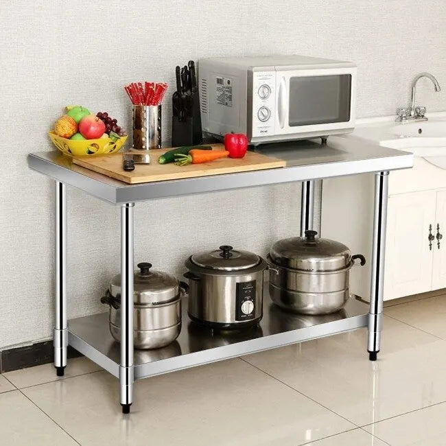 Table de travail professionnelle en acier inoxydable pour cuisine - 91,4 cm (L) x 61 cm (l) x 88,9 cm (H)