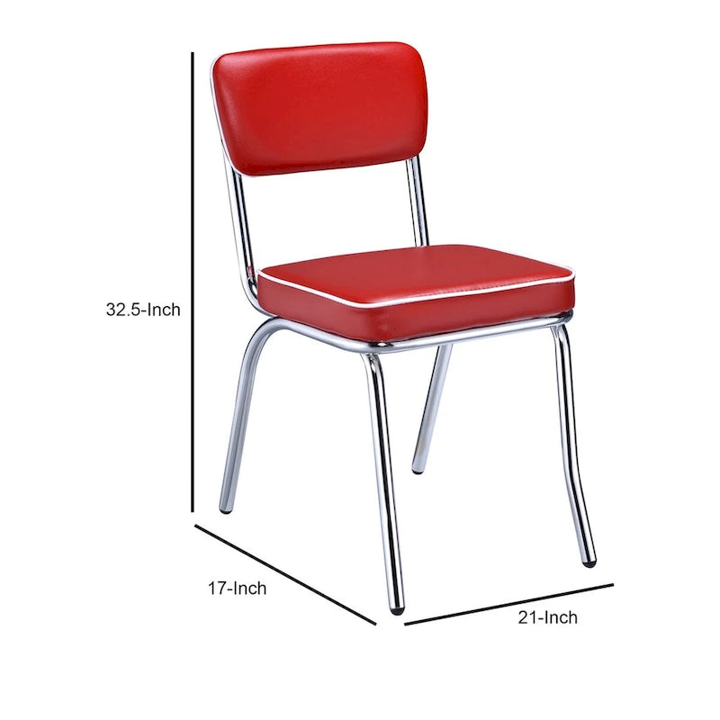 Chaises de salle à manger rétro en cuir métallisé, lot de 2 - 82,5 cm (H) x 53,3 cm (l) x 43,2 cm (P)