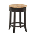 24 Brown and Beige Counter Stool with Swivel Rush Seat